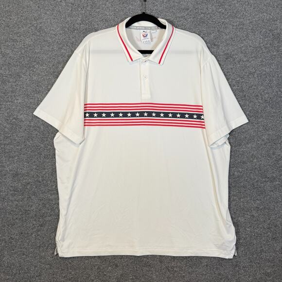 Puma Volition America Polo Shirt Mens XL White Performance Stars Stripes USA - Picture 1 of 9